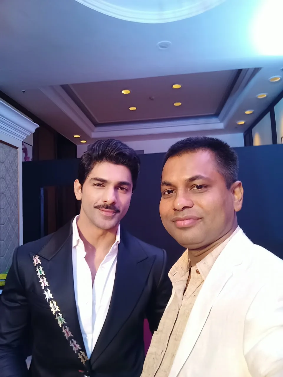 With a fellow guest